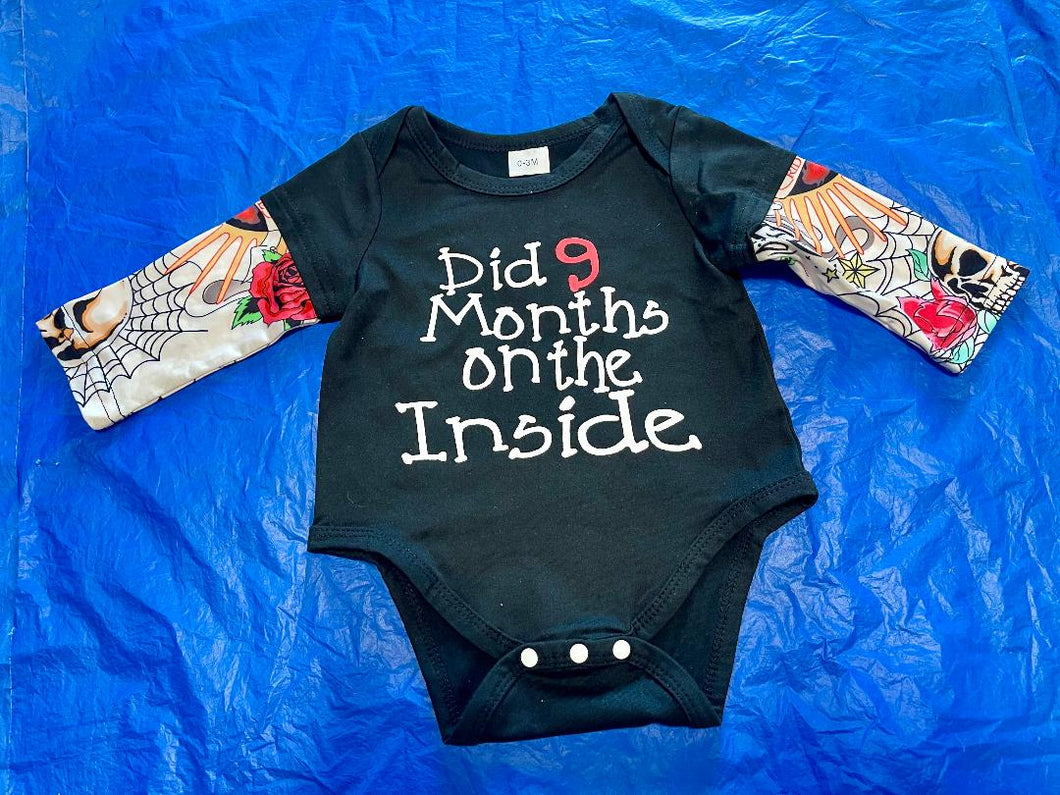 Did 9 Months Tattoo Sleeves Baby Onesie  0-3 mths