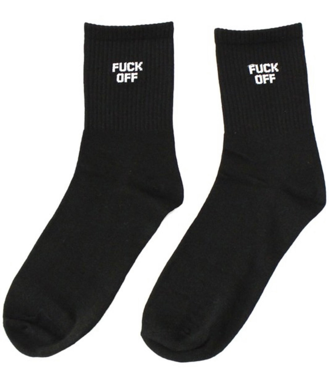 Black Socks With F#ck Off On Them